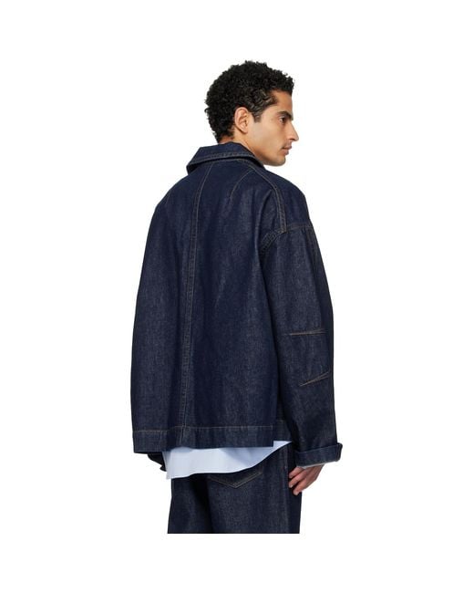 Dries Van Noten Blue Heavyweight Denim Jacket for men