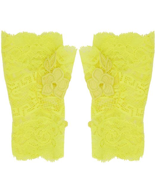 Versace Yellow Embroidered Gloves