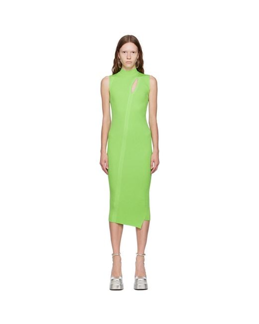Versace Green Slashed Midi Dress