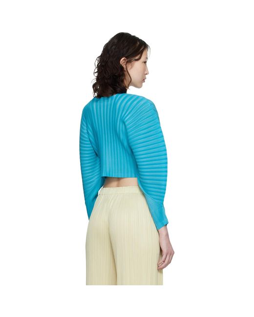 Pleats Please Issey Miyake Blue Rib Pleats January Cardigan