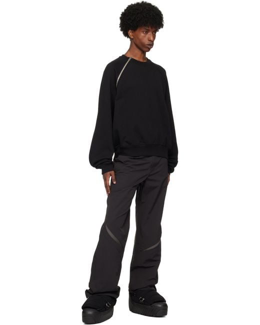 メンズ HELIOT EMIL ブラック Sequence Zip クルーネック スウェットシャツ Black