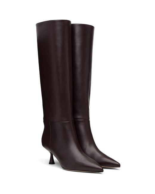Gianvito Rossi Brown Burgundy Heeled 55 Tall Boots