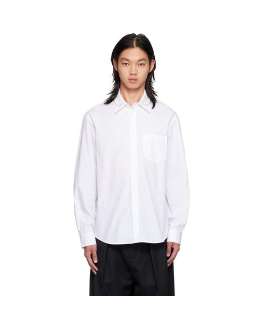 Simone Rocha White Beaded Classic Concealed Button Shirt for men