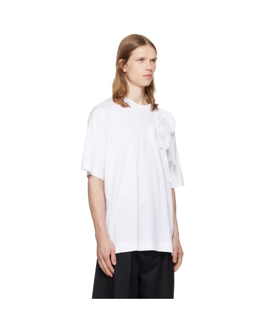 Simone Rocha White Ruffle Rosette Boxy T-Shirt for men