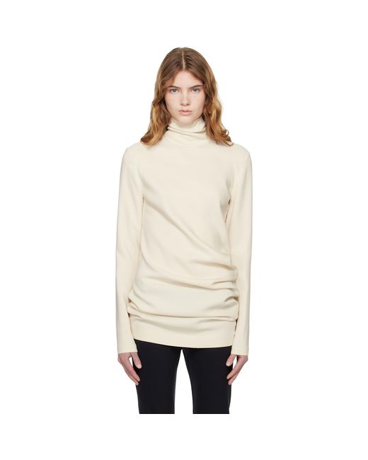 Totême Natural Off- High-Neck Twist Blouse