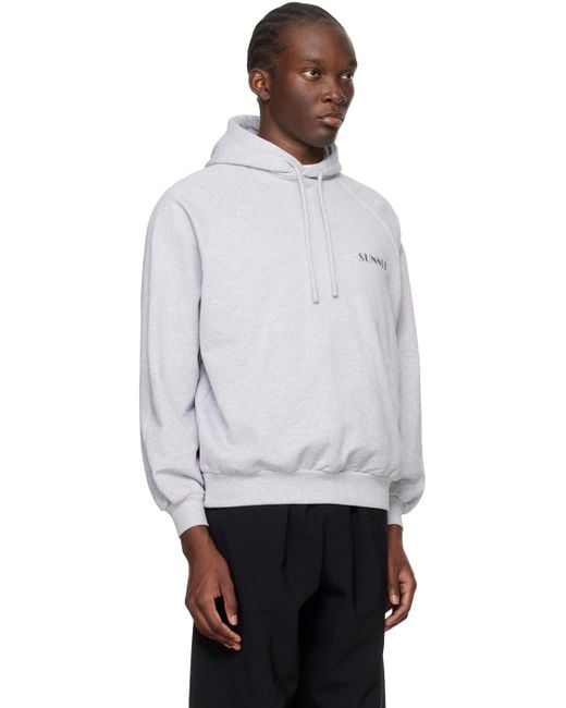 Sunnei Gray Grey Embroide Hoodie for men