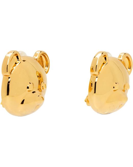 Moschino Metallic Gold Teddy Bear Earrings