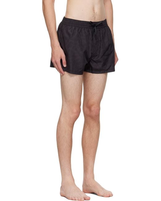 Balmain Black Leopard Swim Shorts for men