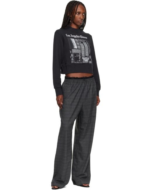 Palm Angels Black La Times Edition News Fitted Crew Sweatshirt