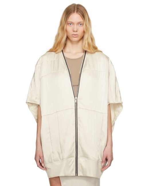 Rick Owens Natural Off- Hollywood Girdered Bubble Bomber Jacket