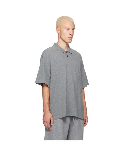 Alexander Wang Gray Rhinestone Short Sleeve Polo for men