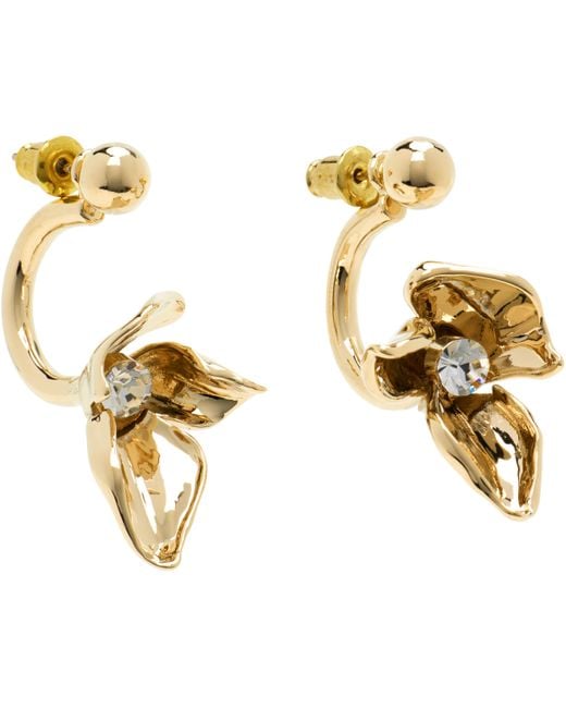 Erdem Metallic Small Flower Half Ring Earrings