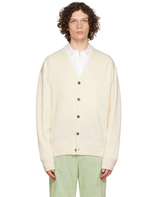 WOOYOUNGMI Off-white Leather Patch Cardigan in Natural for Men | Lyst
