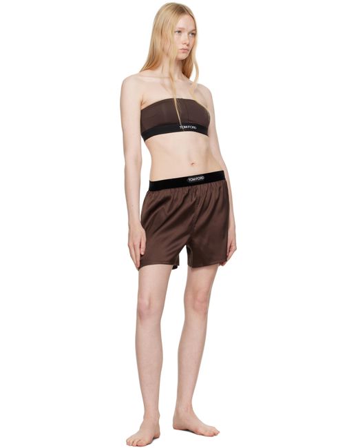 Tom Ford Black Stretch Silk Satin Boxer Shorts