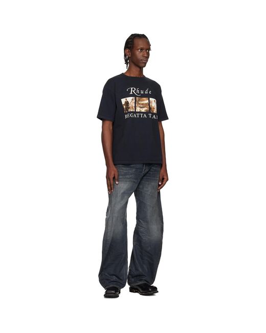 Rhude Black Usvi Regatta Tour T-Shirt for men