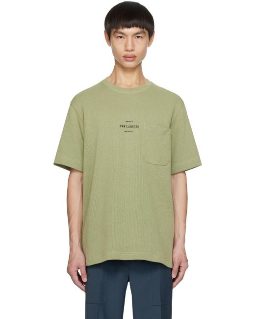 Helmut Lang Green Khaki Bonded T-shirt for men