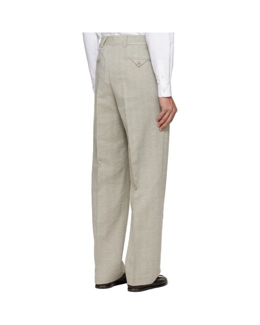 HUGO Gray Modern-Fit Herringbone Weave Trousers for men