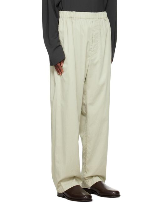 Lemaire White Green Relaxed Trousers for men