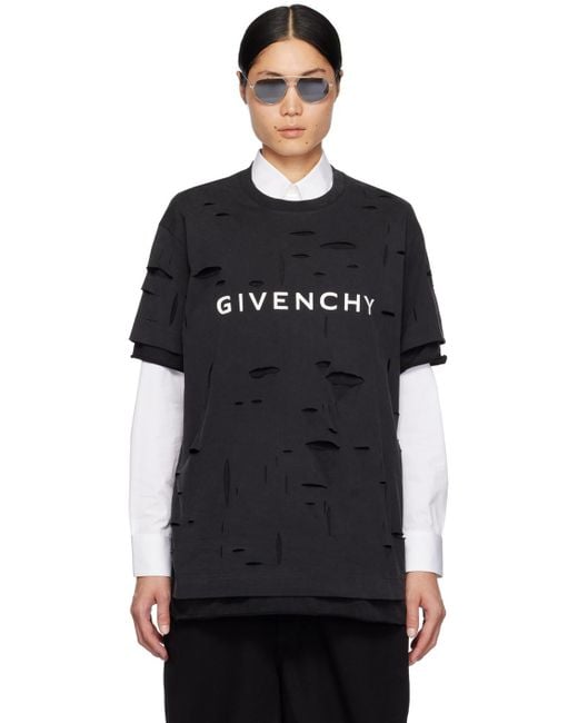 メンズ Givenchy デストロイド Tシャツ Black