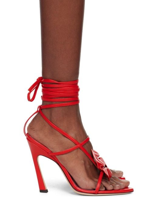 Blumarine Red Butterfly '105 Nappa Heeled Sandals