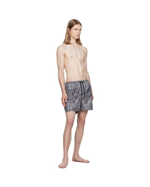 Dries Van Noten Blue Printed Swim Shorts for men