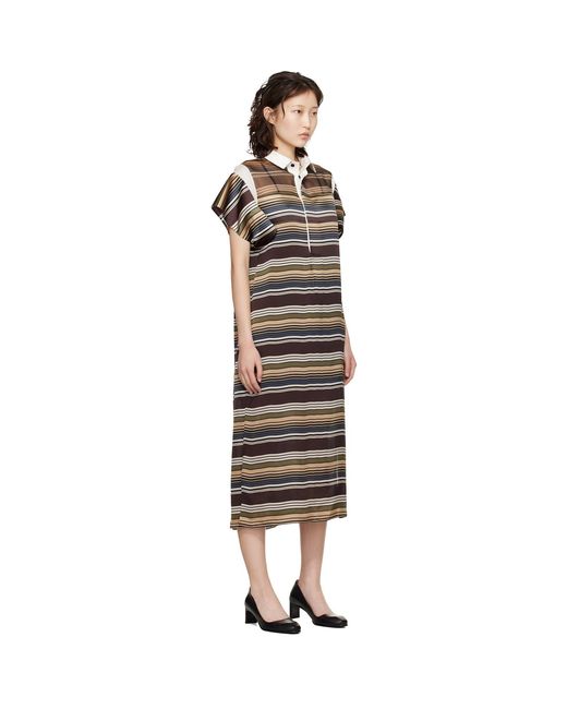 Sacai Black Horizontal Stripe Midi Dress
