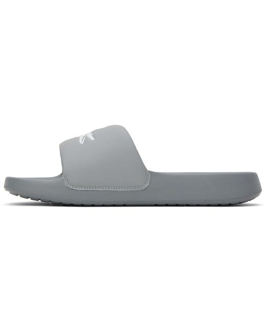 Lacoste Black Gray Croco Slides for men