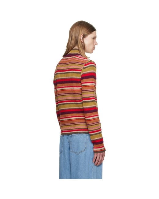 Dries Van Noten Red Ribbed Wool Turtleneck for men