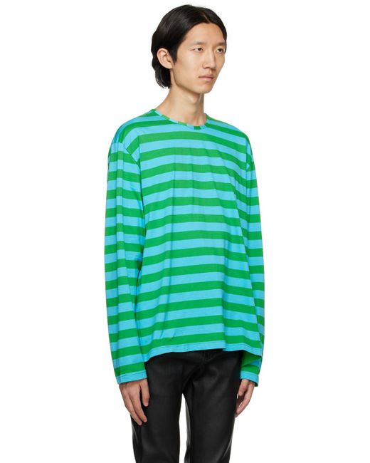 Sunnei Striped Long Sleeve T-shirt in Green for Men | Lyst UK