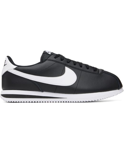Nike Black Cortez Leather Sneakers for men