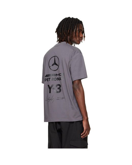 Y-3 Purple Mercedes-Amg F1 Edition Logo Stack T-Shirt for men