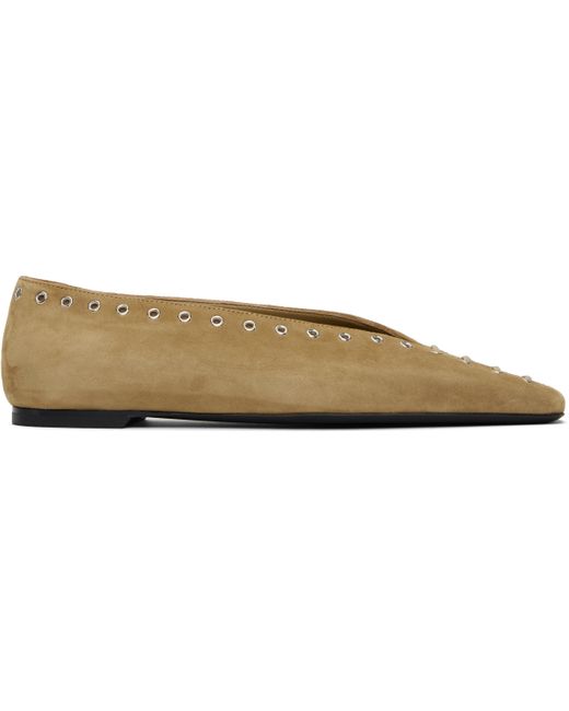 Totême  Black Tan Suede Lace-Up Ballerina Flats