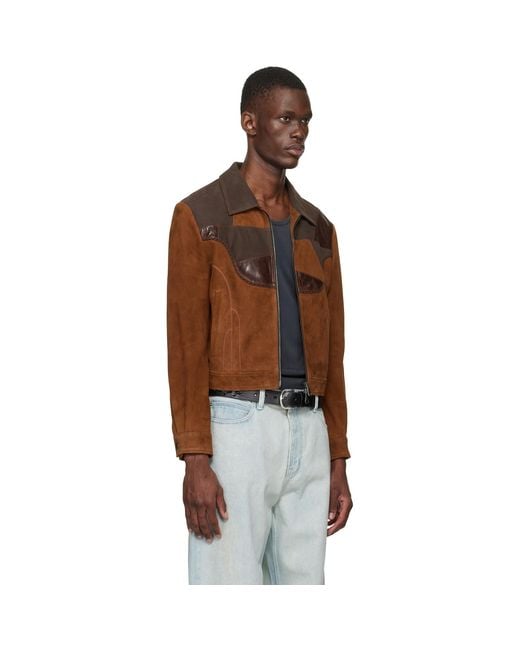 ANDERSSON BELL Black Harvey Patchwork Suede Jacket for men