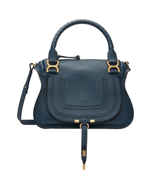 Chloé Blue Grained Leather Marcie Bag