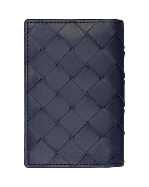 Bottega Veneta Blue Intrecciato Passport Holder for men