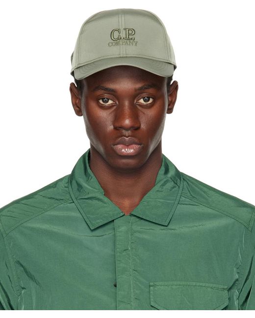 C P Company Green Khaki Chrome-R Goggle Cap for men