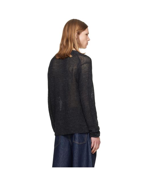 Helmut Lang Black Textured Henley for men