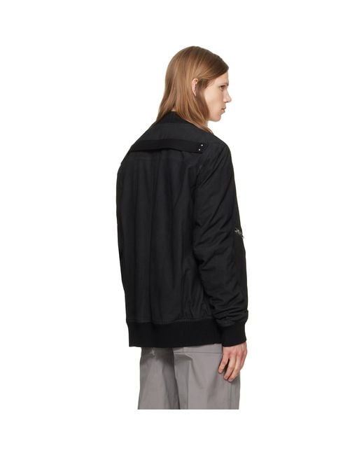 Rick Owens Black Tower Heizer Flight Suede Bomber Jacket for men