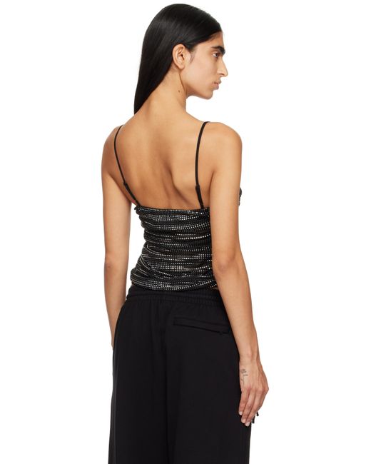 Alexander Wang Black Crystal Hotfix Ruched Camisole