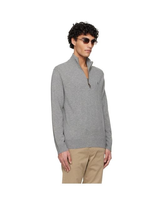 Polo Ralph Lauren Black Wool Quarter Zip Sweater for men