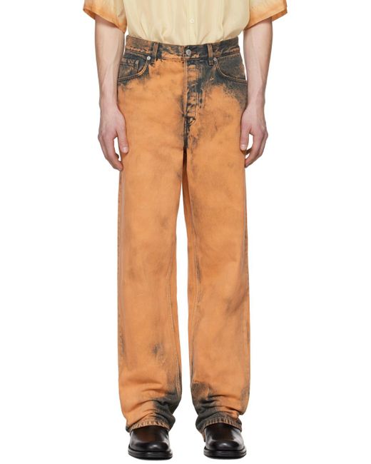 Dries Van Noten Multicolor Orange Bleached Jeans for men