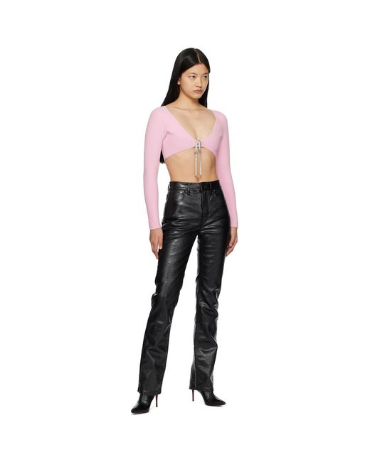 Alexander Wang Black Pink Cropped Cardigan