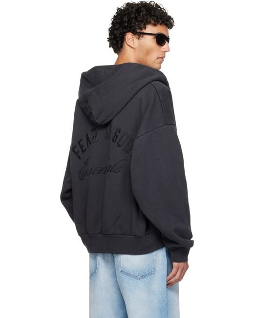 Fear Of God Blue Holiday Embroidered Classic Full Zip Hoodie for men