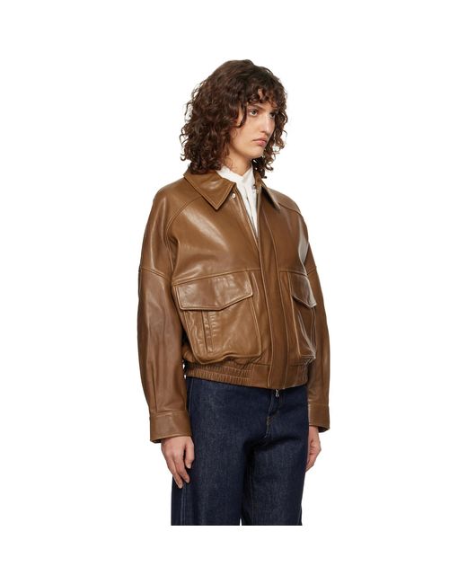Nour Hammour Blue Runa Soft Leather Bomber Jacket