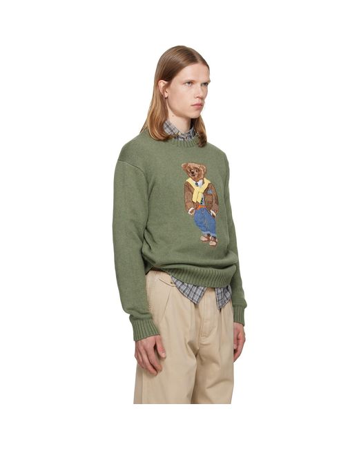Polo Ralph Lauren Green Khaki Polo Bear Sweater for men