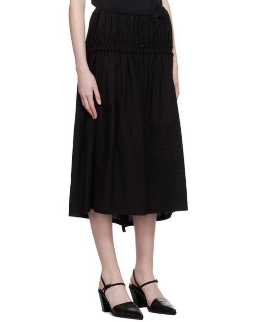 Y's Yohji Yamamoto Black Gathe Midi Skirt