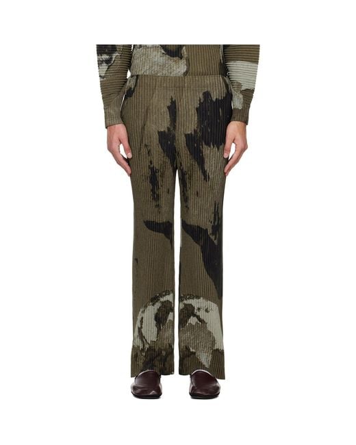 Homme Plissé Issey Miyake Black Painted Stone Trousers for men