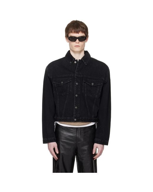 Entire studios Black Shrunken Denim Jacket for men