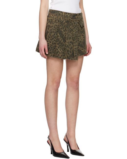 ANDERSSON BELL Black Khaki Leopard Wrap Skort