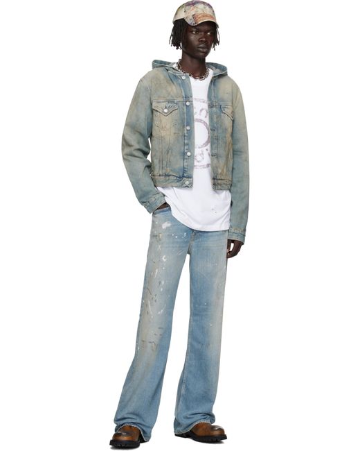 メンズ Acne ブルー フード付き デニムジャケット Multicolor